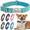 Personalised Dog Collar with Name Plate, Pet Collars with Engraved ID Metal Tag For Dogs, Adjustable Lightweight For Small Medium Large Pets (Green-S)