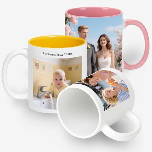 JONZIN Mug Personnalisé 330ml – Tasse Photo & Texte – Idée Cadeau Touchante pour Proches, Amis, Amour, Collègues