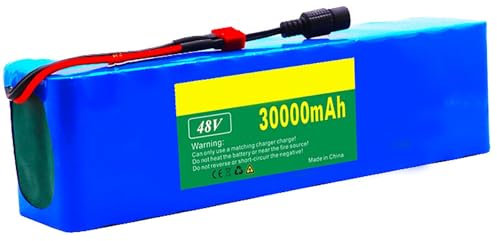 48V Ebike Batterie, 48V 30Ah 13S5P Fahrrad-Batterien 48V Elektrofahrrad-Akku wasserdichter PVC-Akku für 250W 350W 500W 750W 800W 1000W Scooter Motor mit Ladegerät 48V 30AH,T