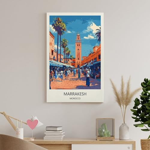 YJNENG Leinwand-Kunstbild, Marrakesch, Marokko, Wanddekoration, Kunstmalerei, Poster, modernes Familien-dekoratives Poster, 20 x 30 cm