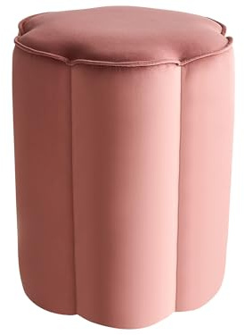 Beliani Modern Round Pouffe Footstool Accent Velvet Fabric Bedroom Living Room Pink Tappen
