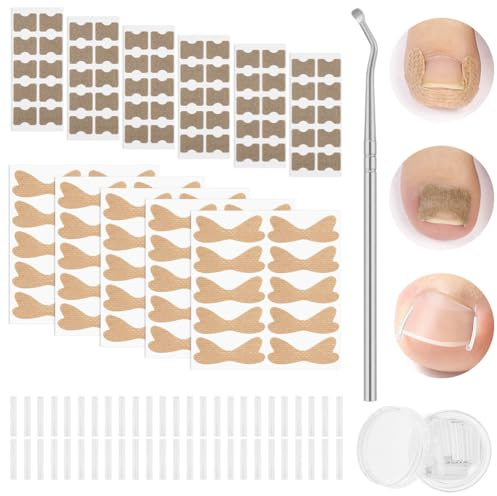 ALIIP Ingrown Toenail Stickers,160pcs Ingrown Toenail Treatment Patches, Breathable Flexible Stickers Set for Toenail Relief & Care, Includes Toenail Lifter for Men & Women