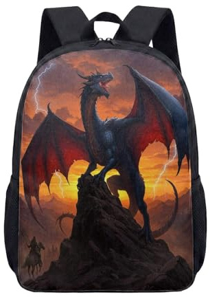 Fire Ice Dragon 17 Inch Daypack Cool Fantasy Art School Bag Travel Rucksack for Boys Girls Teens Mens Unisex (06)