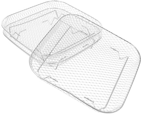 Grillrost 3 Stück für Heißluftfritteuse Edelstahl, Weihnachten Event | 20,3x20,3x4,5cm, Stapelbar, Quadratisches Gitterdesign, Verbesserter Luftstrom, für Hähnchenflügel und Backofen