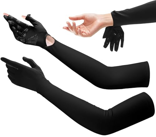 GUIZIYAO UV-Schutzhandschuhe Lange Für Damen, Atmungsaktiv Touchscreen Handschuhe, UV Handschuhe UPF 50+, Vollfinger Armhandschuhe Für Outdoor Sport, Radfahren