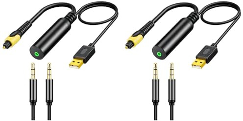 Hndhbfgrt 2X USB Digital Fiber Optical to 3.5mm Converter, Optical Audio Cable to AUX Cable Adapter, Optical to Aux Adapter Cord