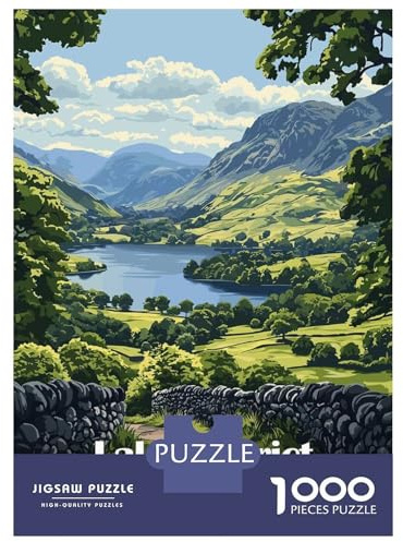 Lake District England Jigsaw Puzzle 1000 Pieces, Landmark Urban View, 1000 Pieces for Adults, Family Night Game for Families, Mindful Activity, 38x26cm/1000pcs