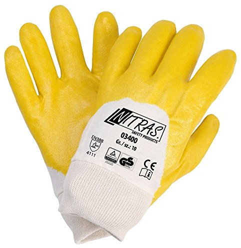 12 Paar Arbeitshandschuh-Gelb Nitras Premium EN 388 Cat 2 Gr. 9