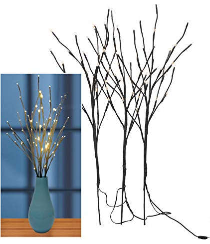 Lichterzweige mit 60 LED in warmweiß - 3er Set - Beleuchtete Dekozweige für Innen und Außen - Deko Beleuchtung Stimmungslicht Dekolicht Weihnachtsdeko Osterdeko Frühlingsdeko künstliche Zweige