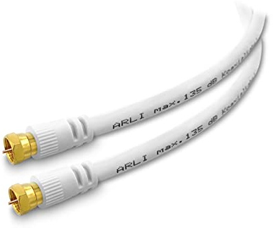 ARLI 15m HD Sat TV Anschlusskabel weiß – max. 135 dB 5-fach geschirmt | vergoldete F-Stecker | DVB-S/S2 DVB-T/T2 DVB-C/C2 4K 8K HDTV Antennenkabel weiss