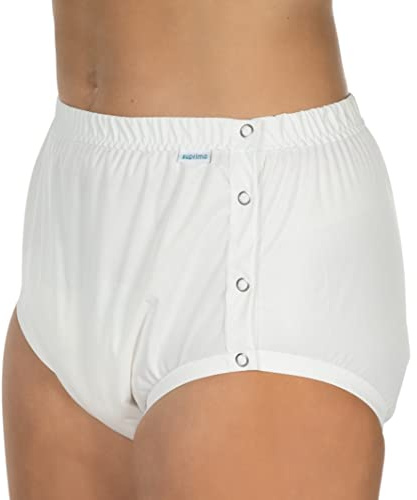 PU-Slip weiß, Knöpfbar, Suprima 1288 001, bei mittlerer bis schwerer Inkontinenz (Unisex S)