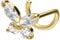 PIERCINGLINE 750er GOLD Nasenpiercing Spirale 18 KARAT SCHMETTERLING mit Kristall Piercing Nase Stecker Gelbgold