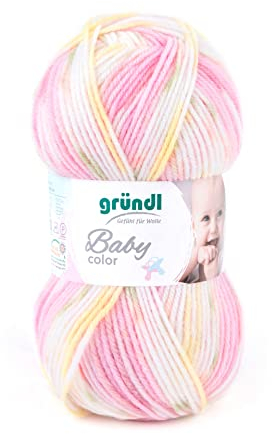 Gründl Baby color (Strick- und Häkelgarn mit wollartigem Charakter aus 70% Polyacryl und 30% Polyamid, 50 g / 150 m, Nadelstärke: 3,5-4,5, 1 x 50 g), Rose Multicolor