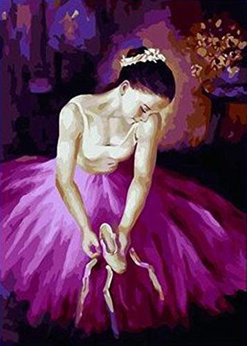 YEESAM Art Peinture par numéro Kits pour adultes enfants – Danseuse de ballet Queen Toile en lin 40,6 x 50,8 cm Without Frame