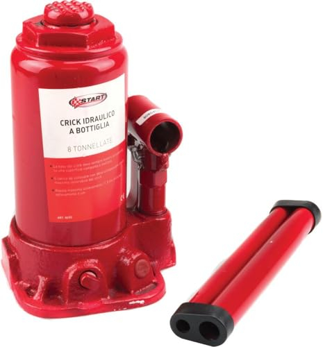 Crick Idraulico a Bottiglia 8T - Compatto e Resistente per Emergenze | Sollevamento Fino a 8 Ton | Altezza Regolabile
