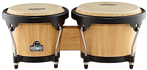 Nino Percussion Wood Bongo Instrument - Musikinstrument für Kinder ab 5 Jahren - 2 Handtrommeln - Siam Eiche, Natur und Schwarz (NINO3NT-BK)
