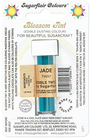 Sugarflair Blossom Tint Jade Food Colouring and Dusting Powder, Matt Finish, Brush On or Mix with Rejuvenator Spirit to Create a One of A Kind Cake - 7ml