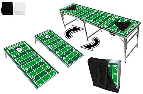 2-in-1 Cornhole Boards und Bier Pong Tisch W/optional LED Glow Lights – New Orleans Football Field, New Orleans Football Field