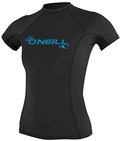 O'Neill Wetsuits Women's Wms Basic Skins Short Sleeve Rash Guard O'Neill UV Sun Protection Set-Black, Medium, M