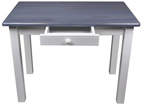 Magnetic Mobel Esstisch mit Schublade Küchentisch Tisch Restaurant Massiv Holz Kiefer (50x100, Grau/Blau)