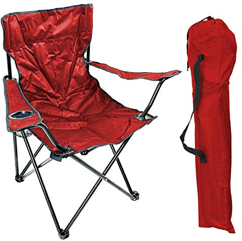 Anglersessel Campingstuhl Faltstuhl Anglerstuhl Regiestuhl Rot mit Getränkehalter und Tasche