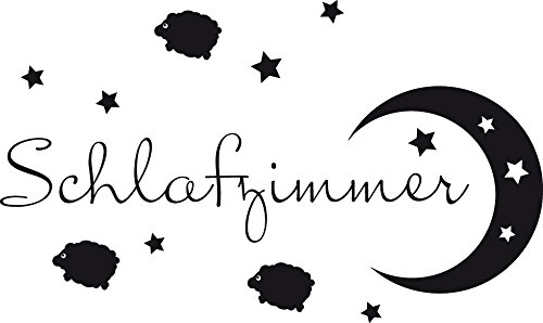 GRAZDesign Wandtattoo Schlafzimmer Türaufkleber mit Mond Schäfchen Sterne | Größe 34x57cm | Klebefolie selbstklebend für Tür - 070 schwarz