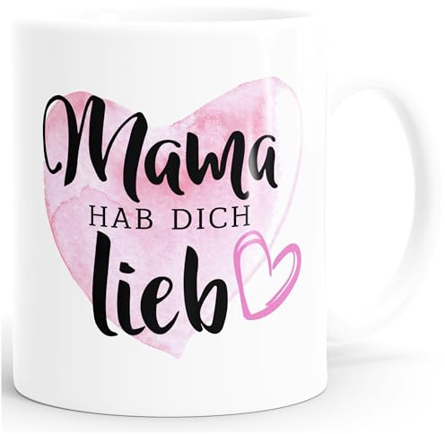 MoonWorks Kaffee-Tasse Mama hab dich lieb Herz Muttertag Geschenk Weiss unisize