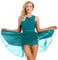 dPois Damen Ballettanzug Ärmellos Chiffon Tanzkleid Tanz Ballett Trikot mit Asymmetrisch Rock Turnanzug Ballett Tanz Leotard Latein Salsa Kleid Grün XL