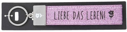 Depesche 4298-083 Schlaufen-Schlüsselanhänger aus Filz, mit graviertem Metallabschluss und kultigem Aufdruck, Liebe das Leben, rosa, ca. 18,7 x 4,4 x 1 cm