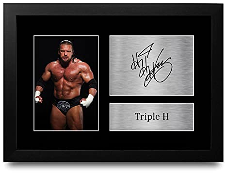 HWC Trading Triple H A4 Gerahmte Signiert Gedruckt Autogramme Bild Druck-Fotoanzeige Geschenk Für Wwf Wwe Wrestling-Fans