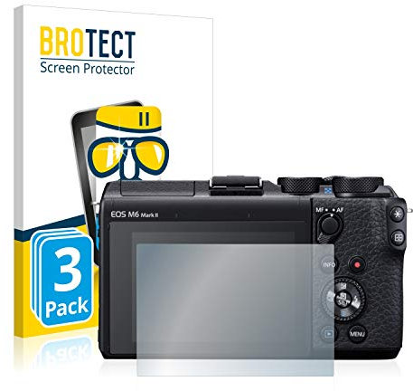 BROTECT Protector Pantalla Cristal para Canon EOS M6 Mark II Protector Vidrio (3 Unidades) - [Dureza 9H, Anti-Arañazos]