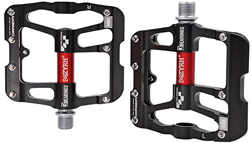 VOANZO Pedale Radfahren MTB Fahrrad Pedal Mountainbike aluminiumlegierung Ultraleicht Ultra Running Sealed Lager Achse rutschfeste Pedale für rennrad BMX Fahrrad (schwarz rot)