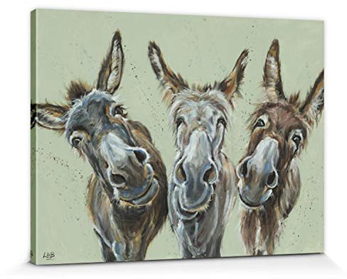 1art1 Esel Poster Wise Asses, Louise Brown Bilder Leinwand-Bild Auf Keilrahmen | XXL-Wandbild Poster Kunstdruck Als Leinwandbild 80x60 cm