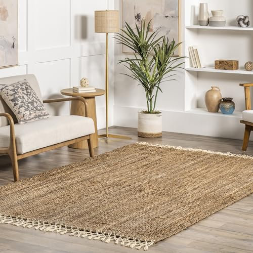 nuLOOM Raleigh Farmhouse Jute-Teppich mit Quasten, 5 x 7,6 cm, Natur