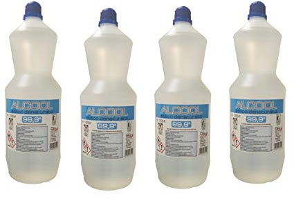 ALCOOL ETILICO DENATURATO 99.9° FLACONE 1000 ML - PROMO PACK N° 4 FLACONI - ALCOOL PRODOTTO PROFESSIONALE DISINFETTANTE