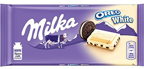 Milka - Chocolat Blanc au Lait Alpin et Biscuits Oreo - G Tablet, 100g | Milka Chocolat blanc Oreo Cookie Vanille Comprimé Rempli À Tout Moment De La Journée