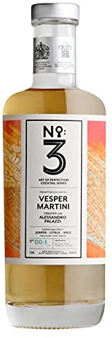 No.3 Gin Vesper Martini Ready to Drink Cocktail, 50cl, 28.6% ABV Pre-Bottled Cocktail, Combines Vodka and Vermouth with the World’s Best Gin, Gin with the Key