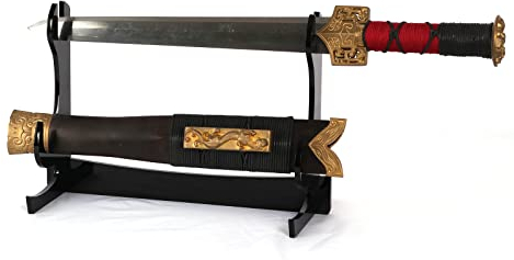 LEILIN Support d'épée, support d'épée, présentoir d'épée de samouraï à deux couches en acrylique, support de Katana de bureau, feuille acrylique de 6mm (Black)