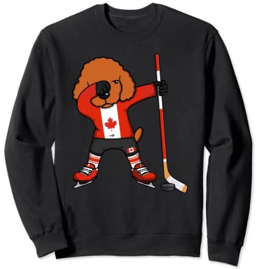 Dabbing Pudel Canada Eishockey-Fans Trikot Wintersport Sweatshirt