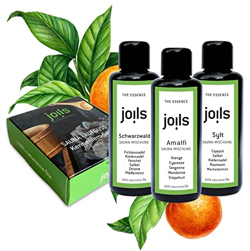 JOILS® Saunaaufguss Set III, 3x100ml, 100% naturreines Öl für Ihre Sauna, BIO-Saunaöl im Geschenkset, vom Familienbetrieb aus dem Schwarzwald