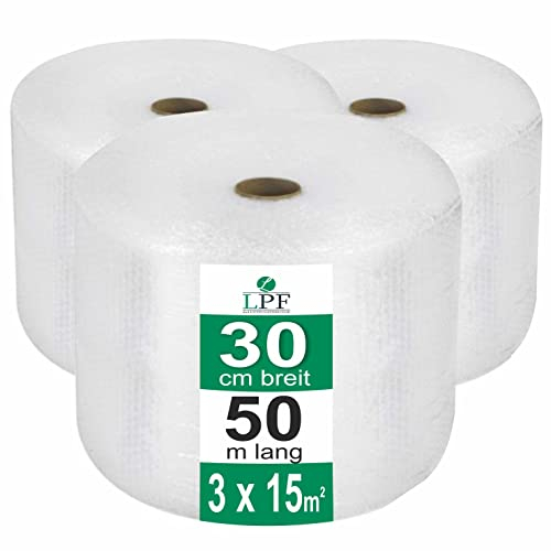 dieLUFTPOLSTERFOLIE Luftpolsterfolie 30cm x 50m Verpackungsfolie Luftpolster Rolle Blisterfolie Noppenfolie Polsterfolie Umzug Knallfolie Polstermaterial Versand Transparent Umzugfolie (3)