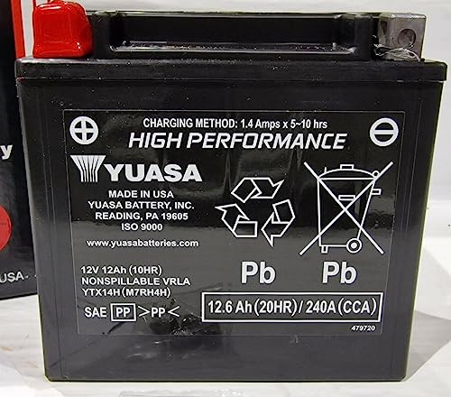 Batteria moto AGM Yuasa VRLA YTX14H-BS - Pronta all'uso - 12 V 12 Ah - Dimensioni: 150 x 87 x 147 mm compatibile con Yamaha XJR 1200 1995/1997
