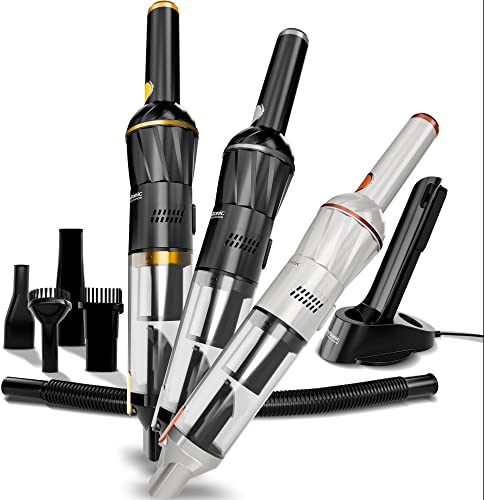 TurboTronic Akku Handstaubsauger mit viel Zubehör schwarz-Gold, schwarz-Silber, Silber-orange ohne Beutel inkl. Ladestation, Bürstendüse, Schlauch, Fugendüse (schwarz/Silber)