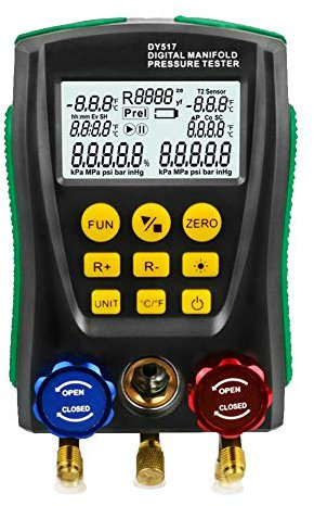 SPORTARC Kühlung Digital Manifold HVAC System Messgerät Set, Vakuum Druck Temperatur Leckage Tester Dignosemesser Kit zum Testen Wartung der Klimaanlage