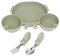 Juego de platos divididos para ni?os peque?os, juego de platos de cuchara y tenedor, plato de succi¨®n para beb¨¦s para ni?os peque?os verde