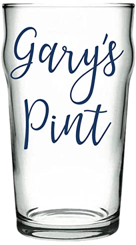 Personalised Name Pint Vinyl Sticker Decal Transfer Label for Beer, Drinks Glasses, Mug, Cup Gift Bag, Box (Small - 3cm Tall Capital Letter Height)