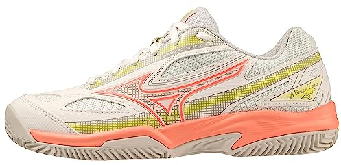 Mizuno Damen Break Shot 4 Cc Tennis, Snwwht Neonflm Ggray, 39 EU