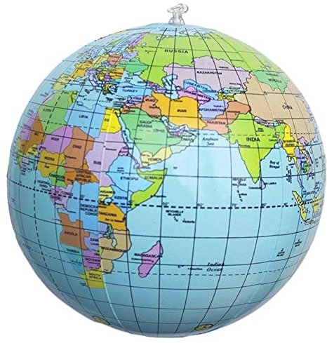 WAITLOVER Globe English PVC Aufblasbarer Globus mit Globus-Halterung, W4 x 8