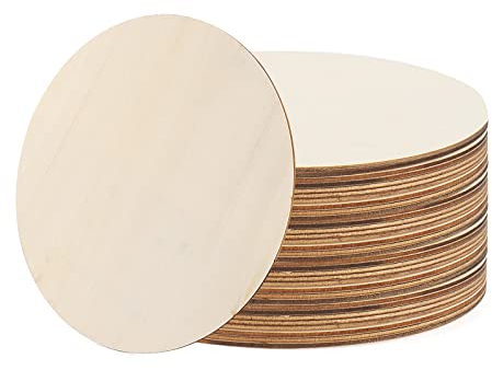 MANCHAP 40 PCS 20cm/8 Inch Craft Wooden Circles, 2mm Thick Unfinished Wooden Discs Round Wood Blanks for Crafts, Painting, DIY