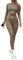 HodJIU Women's Sportswear Set Yoga Suit Stretch Bra + Leggings High Waist 2 Pieces Jumpsuit Gym Long Sleeve Seamless Fitness, Brown, M